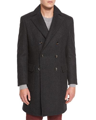 Herringbone Cashmere Double-breasted Coat