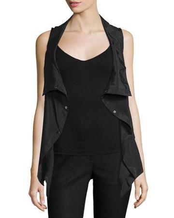 Draped Tie-back Vest, Black