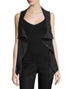 Draped Tie-back Vest, Black