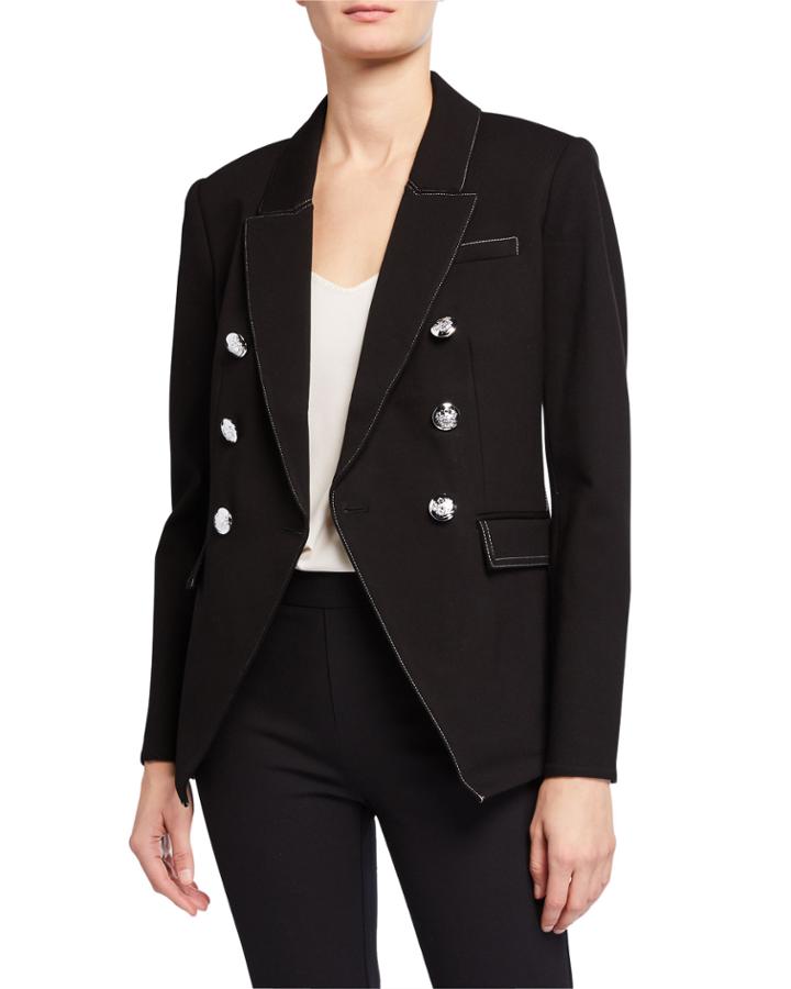 Double-breasted Topstitched Jacket