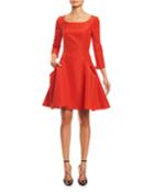 3/4-sleeve Mini Fit & Flare Cocktail Dress