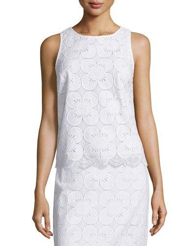 Sleeveless Lace Scalloped-hem Top