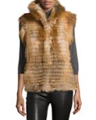 Gorski Fox-fur Stand-collar Vest, Red, Women's,
