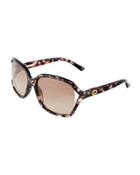 Open-temple Logo-web Sunglasses, Brown