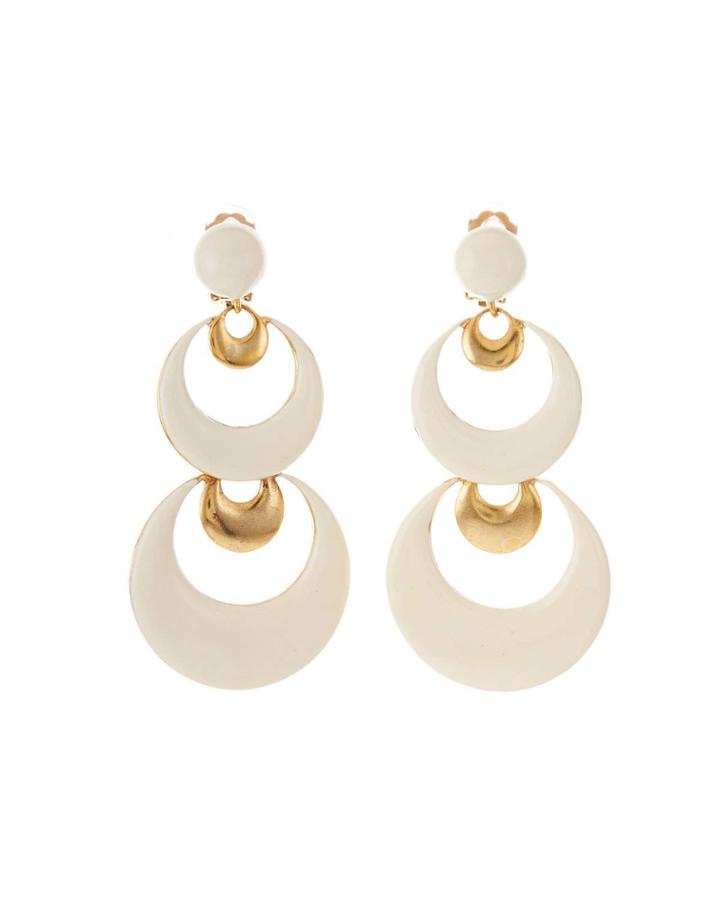 Resin Moon Clip-on Drop Earrings