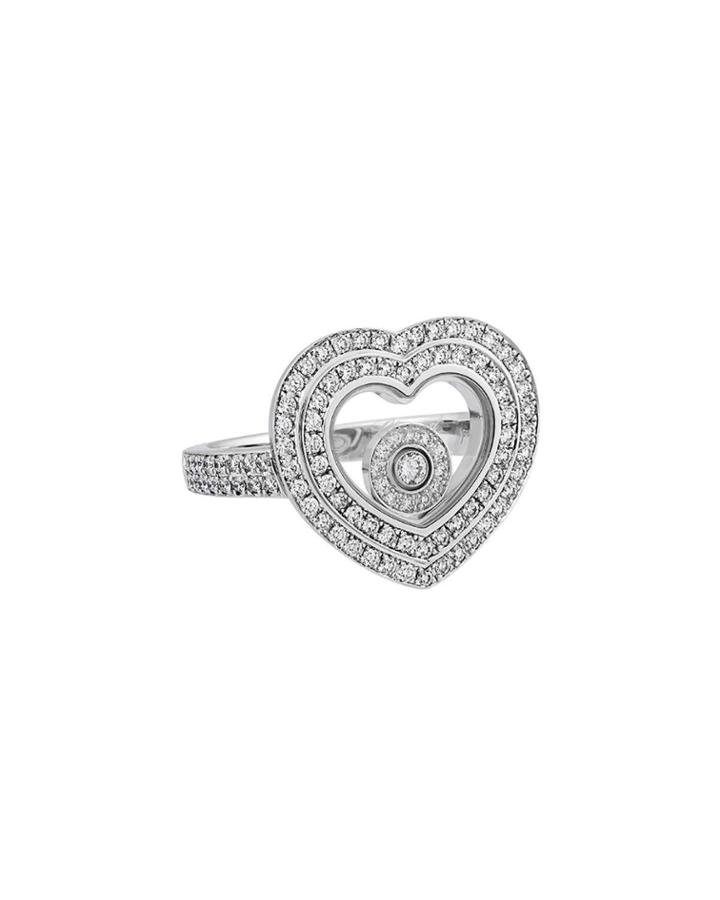 Estate 18k Happy Diamonds Full Diamond Heart Ring,