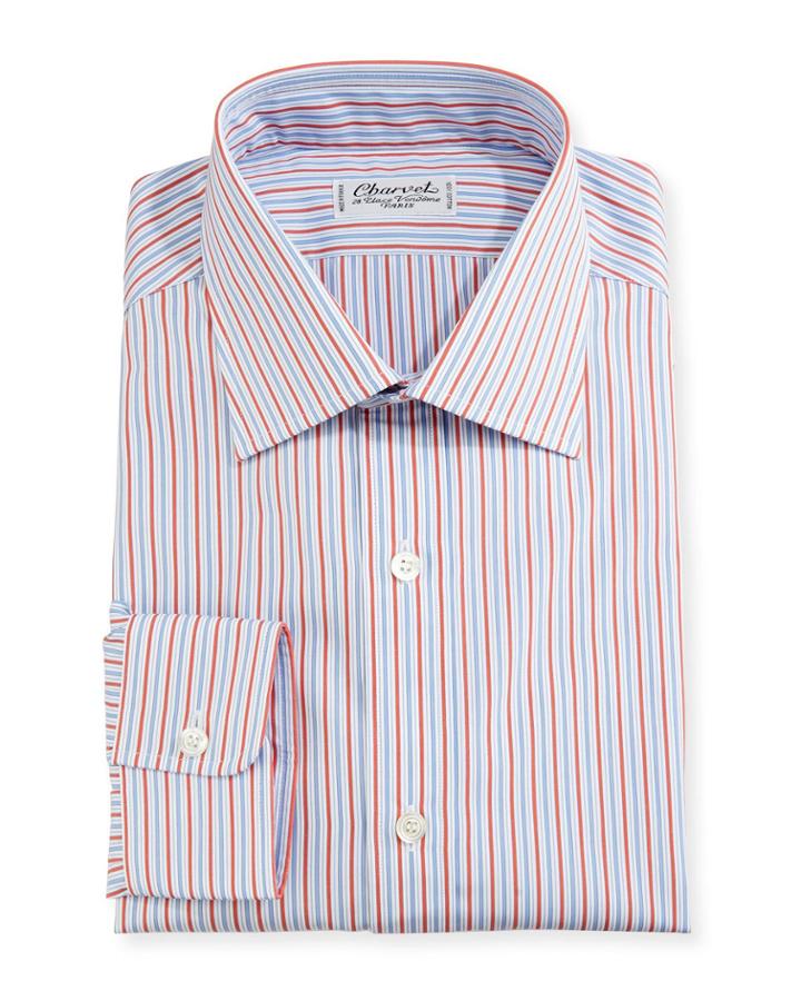 Striped Dress Shirt, Red/blue/white