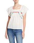 Bally Square-neck Short-sleeve Top With Embroidery