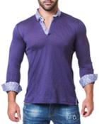 Men's Newton Croco Purple Long-sleeve Polo