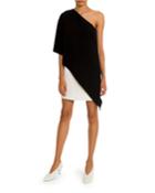 Two-tone One-shoulder Cocktail Dress