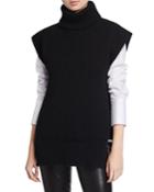 Turtleneck Split-back Wool-cashmere Ribbed