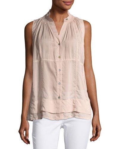 Ruffled-collar Button-front Blouse