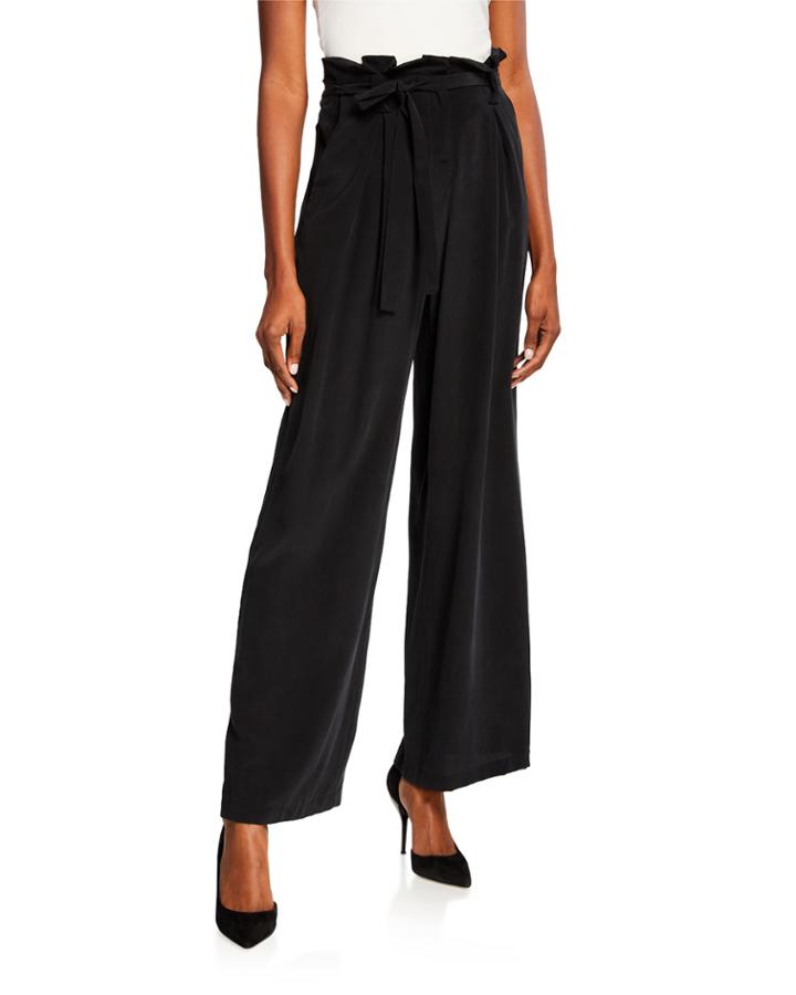 Bobby Silk Wide-leg Paperbag Pants