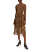 Snakeskin-print Mesh Pleated
