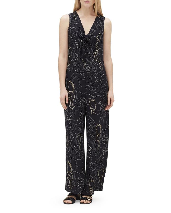 Adelphi Progressive-print V-neck Sleeveless Jumpsuit