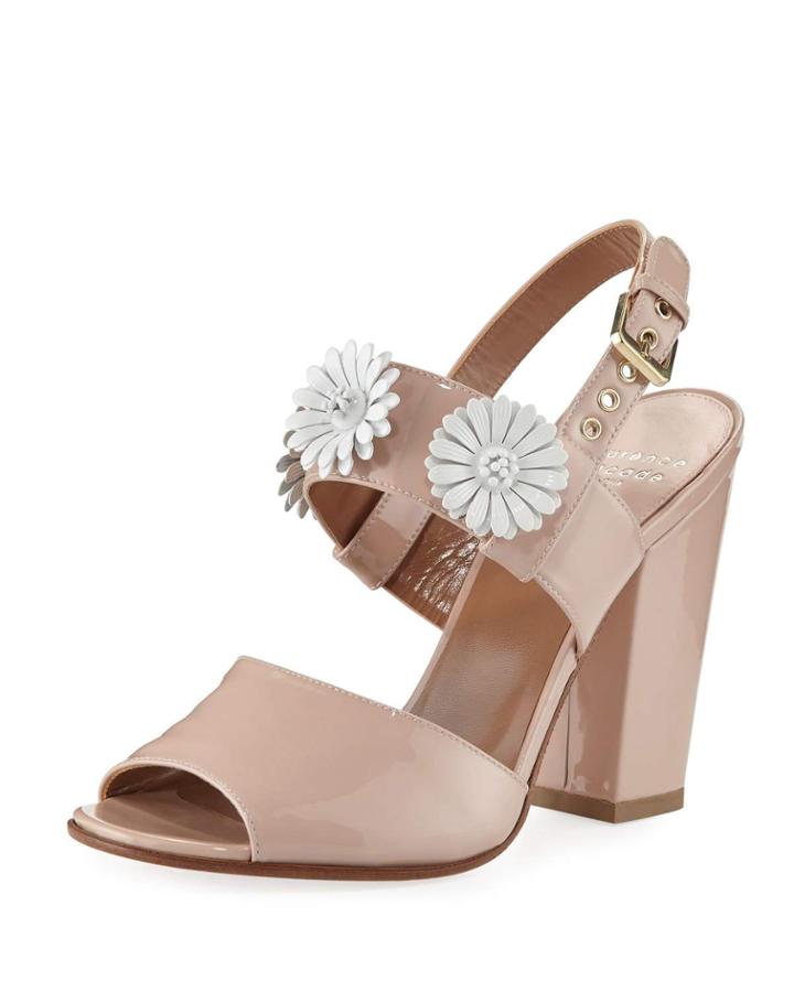 100mm Patent Leather Sandal W/ Daisy Detail