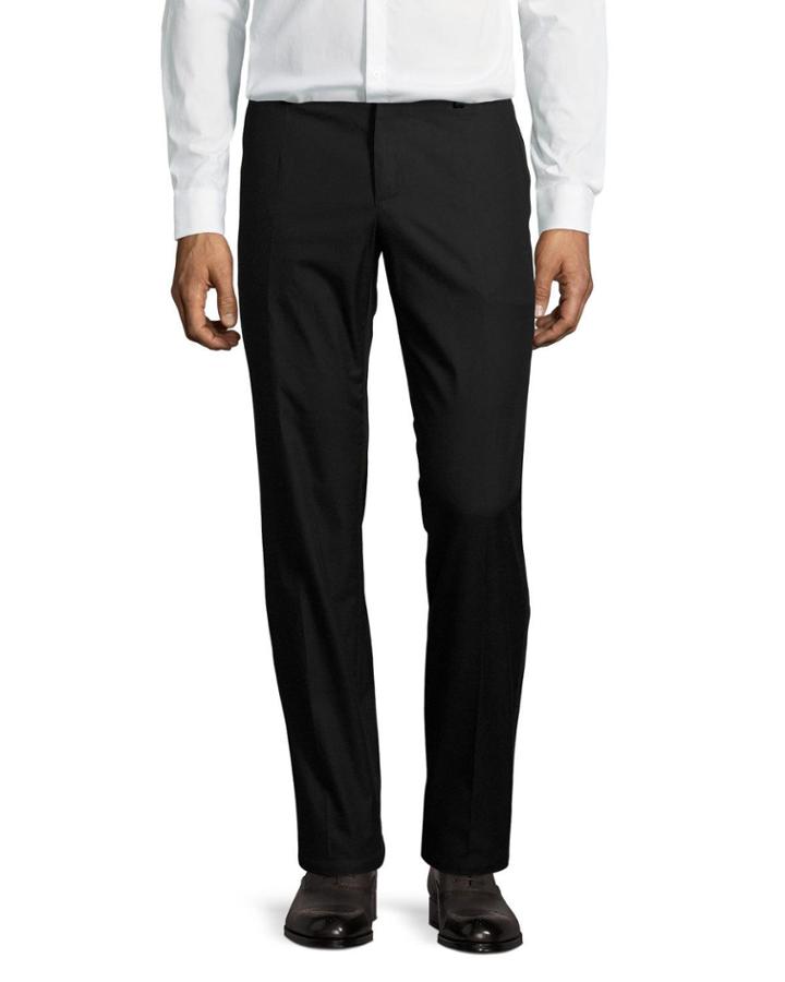 Flat-front Cotton Pants