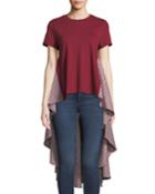 Flared Back High-low Gingham Top
