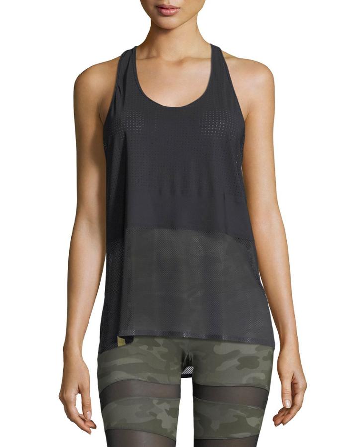 Scoop-neck Racerback Performance Tank, Black