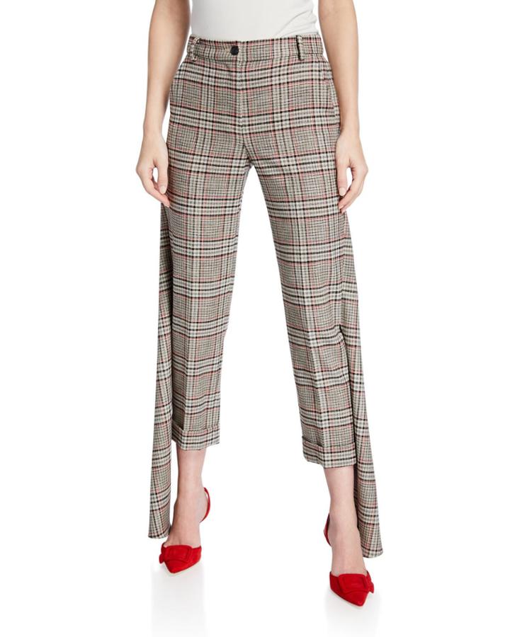 Smythe Plaid Slim Pants With Panel Detail