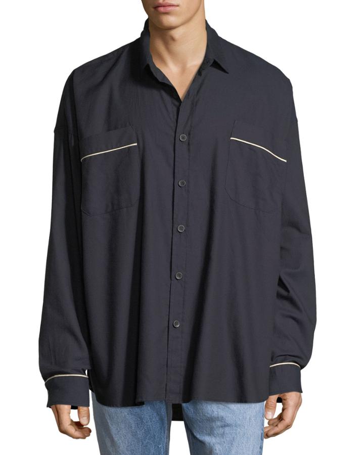 Men's Contrast-piping Oversized
