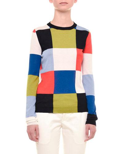 Long-sleeve Geometric-square Top,