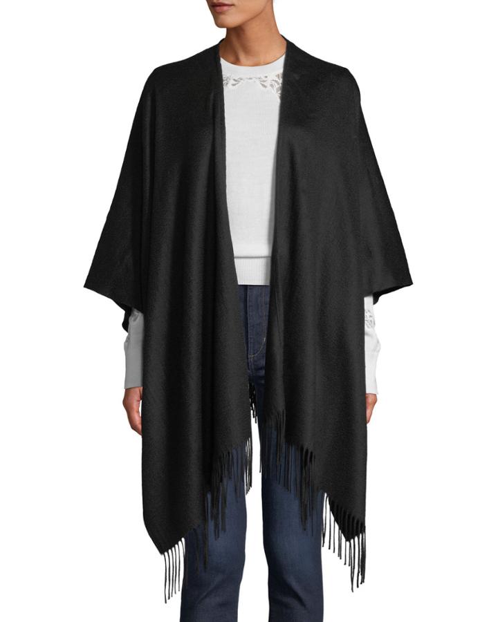 Wool Ruana Shawl W/ Fringe