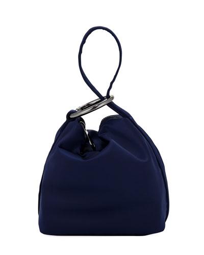 Small Satin Wristlet Pouch, Navy