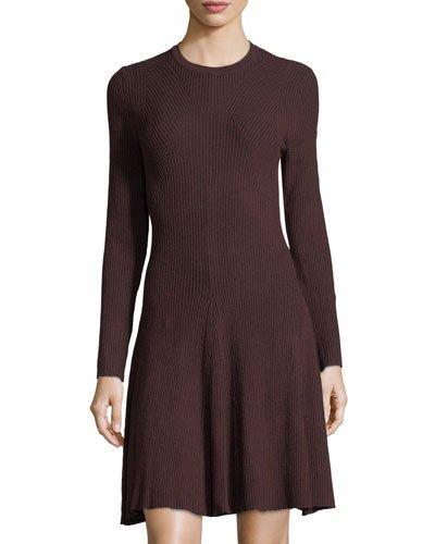 Ribbed-knit Long-sleeve Dress