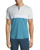 Colorblocked Short-sleeve Henley Tee