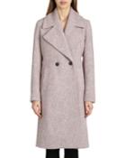 Two-button Notched-collar Boucle Mid-length Coat