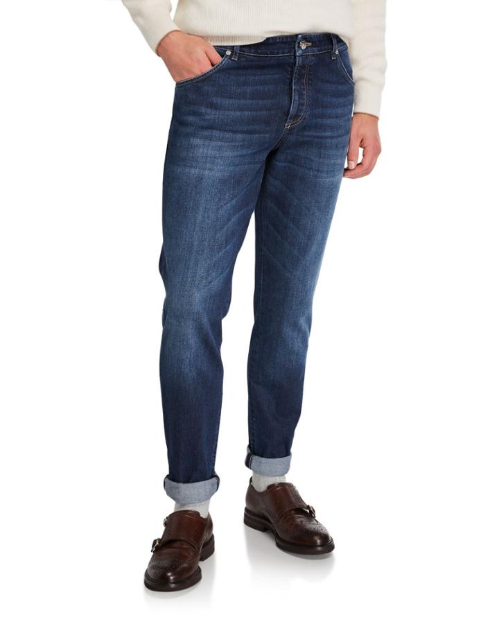 Men's Medium-wash Slim-fit Denim Jeans