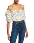 Raelynn Floral Off-the-shoulder Crop Top