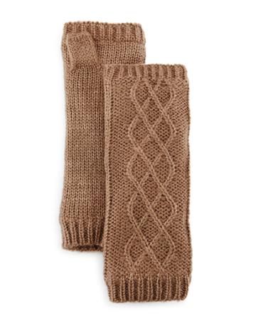 Buji Baja Faux-fur Lining Fingerless Gloves, Heather Camel, Women's, Brown