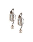14k Mixed Pearl & Diamond Drop Earrings
