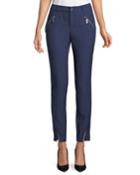 Zip-pocket Knit Ankle Pants, Blue