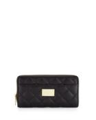Quilted Leather Continental Wallet, Black