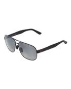 Square Aviator Sunglasses, Black