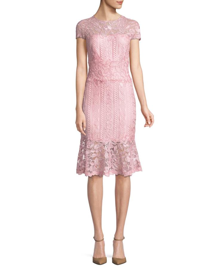 Embroidered Lace Cocktail Dress