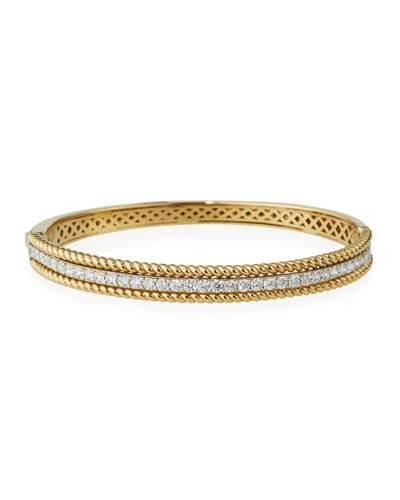 14k Two-tone Twisted Diamond Bangle Bracelet