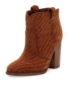 Nico Woven Velvet 95mm Bootie, Brown