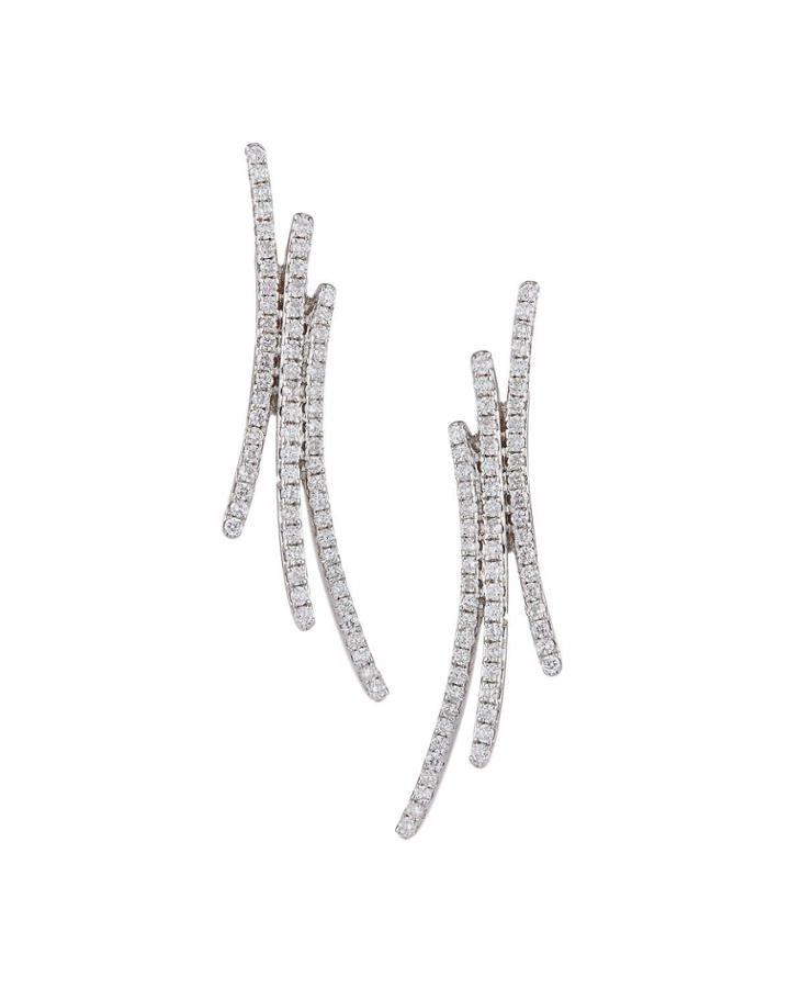18k White Gold Diamond 3-strand Earrings