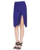 Envelope Skirt With Lace Embroidery, Imperial Blue