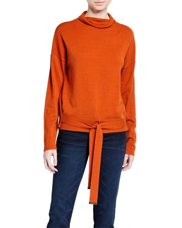 Mock Neck Tie Front