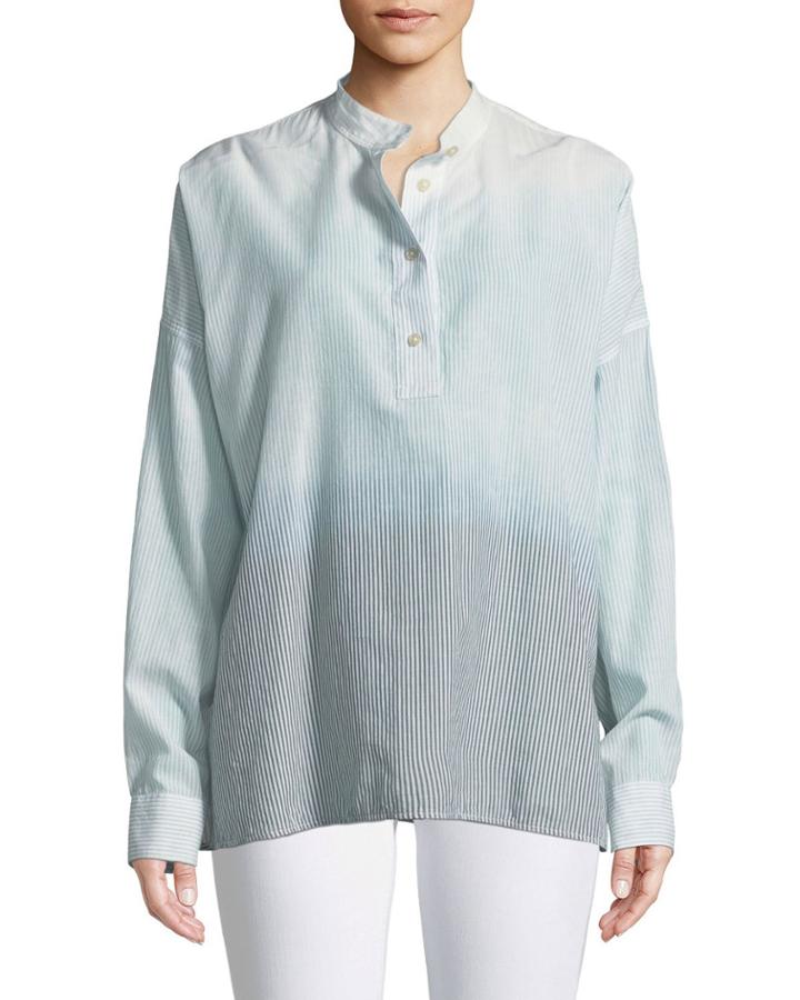 Flint Mandarin-collar Long-sleeve Ombre-striped