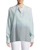 Flint Mandarin-collar Long-sleeve Ombre-striped