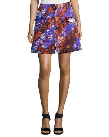 Zipper-front Mini Skirt, Doppio Redwoods