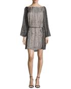 Long-sleeve Belted Caftan, Eggshell