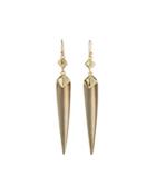 Pyramid-capped Spear Drop Earrings, Warm Gray