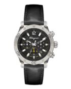 Men's 44mm Chronograph Watch W/ Leather Strap,